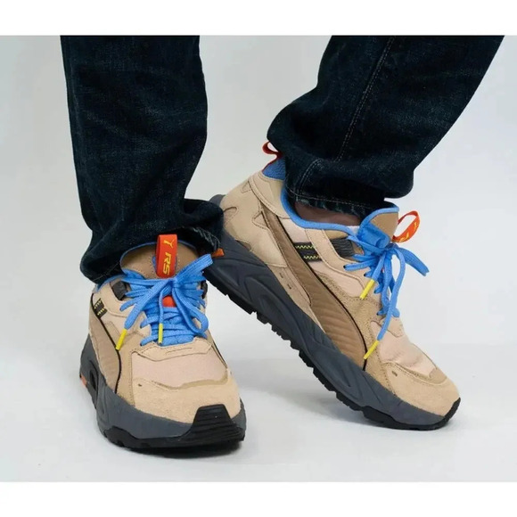 PUMA Men's Hiking Outdoors Rs-Trck Explore Sand/Tiger's Eye/Blue Sneakers Sz 5 - Picture 2 of 8